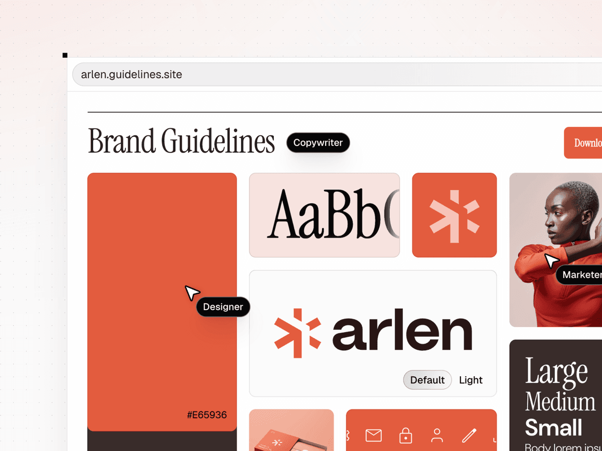 A call to action section with a radiating collection of brand assets